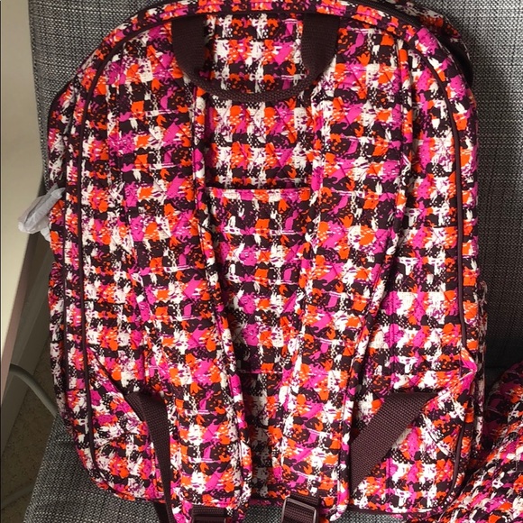 Vera Bradley campus backpack and lunch brunch bag set Houndstooth Tweed - Picture 12 of 13